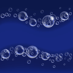 Realistic transparent floating soap bubbles. Design element for advertising booklet, flyer or poster