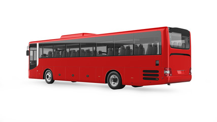 Obraz na płótnie Canvas Intercity Bus Rear View 3D Rendering Isolated on White