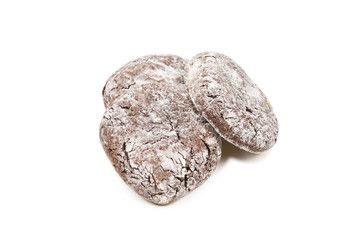 Chocolate cookies isolated on white background.