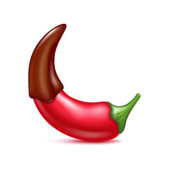 Hot chili pepper with melted chocolate on top.