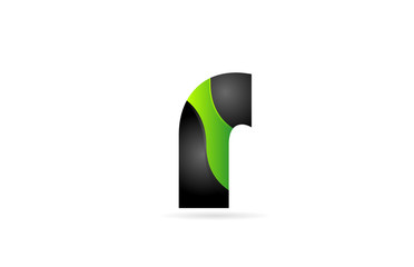 alphabet letter r black green for company logo icon design