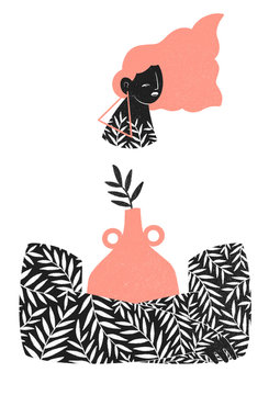 Woman with Tattoos and Plant