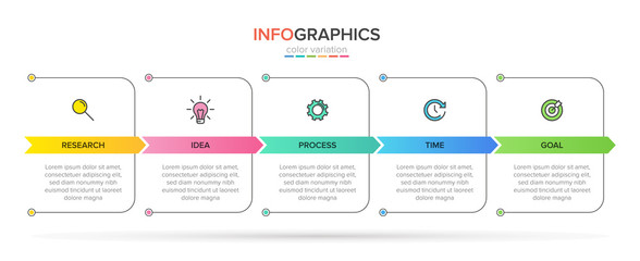 Infographic design with icons and 5 options or steps. Thin line vector. Infographics business concept. Can be used for info graphics, flow charts, presentations, web sites, banners, printed materials.