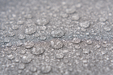 the water drops on the dotted surface close up with blurs