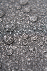 the water drops on the dotted surface close up with blurs