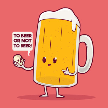 Beer mug holding a skull vector illustration. Bar, drinks, weekend, social design concept