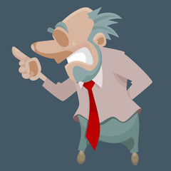 cartoon strict man threatens with index finger