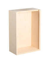 wine gift wooden box isolated on white background with clipping path and copy space for your text