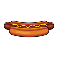 Hotdog. Vector isolated flat illustration fast food for poster, menus, brochure, web and icon fastfood.