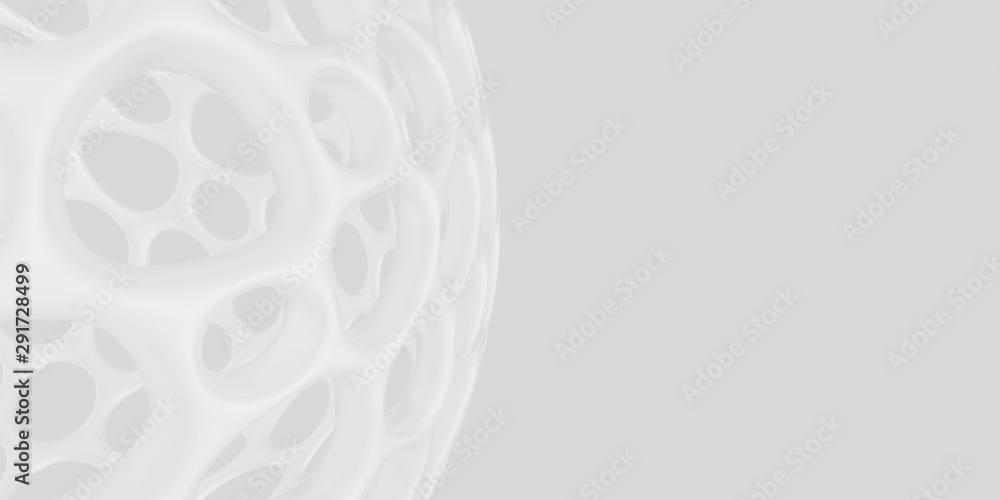 Poster white abstract 3d design background, organic shape rounded with hole and texture on surface. wallpap