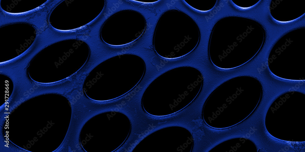 Poster blueabstract 3d design background, organic shape rounded with hole and texture on surface. wallpaper