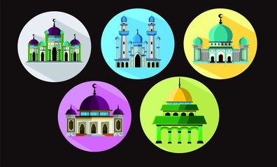 Fototapeta na wymiar islamic mosque set icon