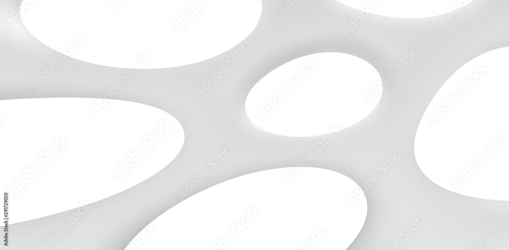 Poster white abstract 3d design background, organic shape rounded with hole and texture on surface. wallpap