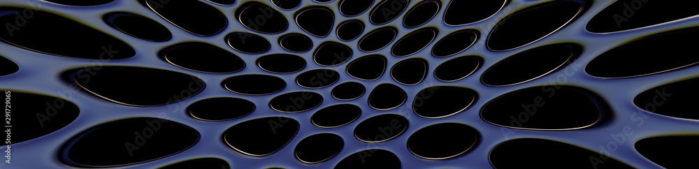 Poster blueabstract 3d design background, organic shape rounded with hole and texture on surface. wallpaper