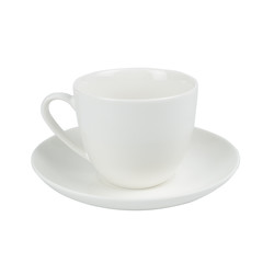 Empty coffee cup White ceramic  isolated on white background.Top view.Mockup template for design or advertising