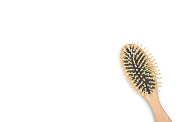 Hairs fall with comb or hairbrush isolated on white background,concept medical hair transplants or serious hair loss problem