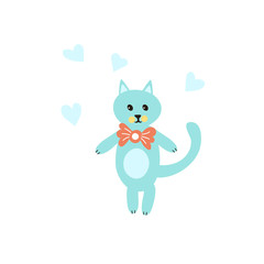 Cartoon style icon of funny kitty. Baby shower.