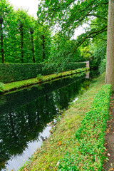 Fototapeta premium Trees with reflection in canal. Public park, Slot Zeist The Netherlands
