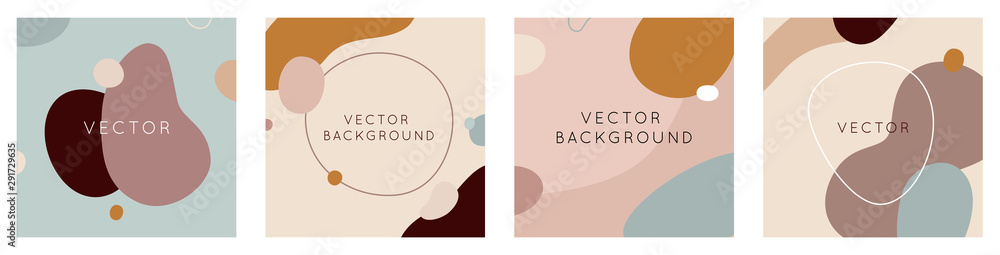 Poster Vector set of abstract creative backgrounds in minimal trendy style with copy space for text - design templates for social media stories and posts