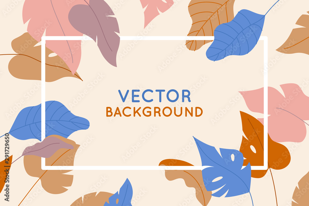 Aufkleber vector illustration in flat simple style - banner woth copy space for text and plants and leaves