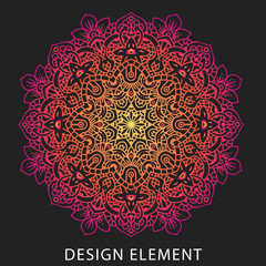 Vector round abstract circle. Mandala style. Decorative element, colored circular design element.