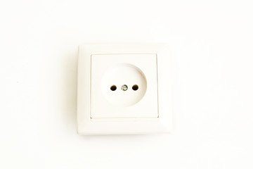 Power socket on white background