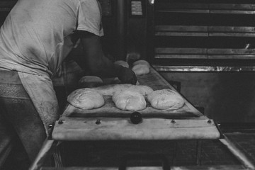 fresh bread in a bakery