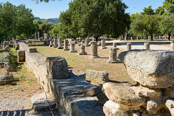 Ruinenlandschaft in Olympia, Peleponnes, Griechenland