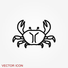 Crab vector icon. crab sign on background