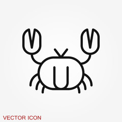 Crab vector icon. crab sign on background
