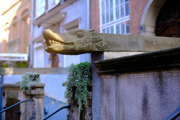 Facade sculptures in Mariaka street - Impressions from Gdańsk (Danzig in German) a port city on the Baltic coast of Poland