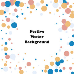 Festive color round confetti background. Square frame confetti texture for holiday, postcard, poster, website, carnivals, birthday and children's parties. Cover confetti mock-up. Wedding card layout