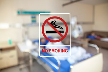No smoking sign In front of the patient room.