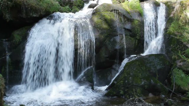 Detail shot of the Triberg waterfalls in the Black Forest, Germany, the highest accessible waterfalls in Germany (167m in seven steps)