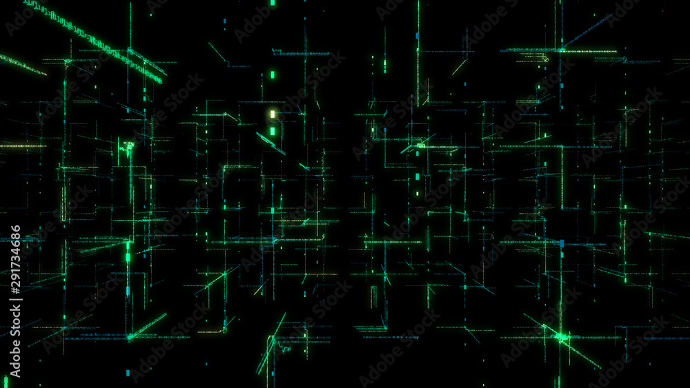Wall mural 3d digital technology network data background.