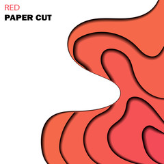 red paper cut illustration, vector background