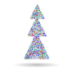 Fototapeta na wymiar Christmas tree with circles on white background
