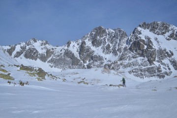 Fototapeta na wymiar Climbing to the summit of Koprovsky Stit. Tatra mountains. 