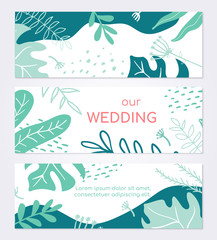 Beautiful wedding invitation card - set of modern abstract horizontal banners