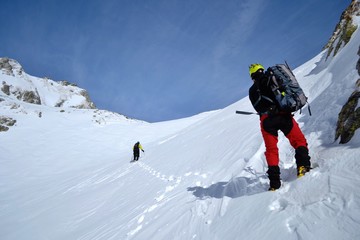 Climbing to the summit of Koprovsky Stit. Tatra mountains. 