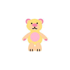 Flat style icon of teddy bear toy for happy child. Simple accessory for kid comfort.
