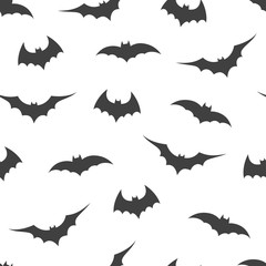 Seamless pattern with bats on white background, vector illustration