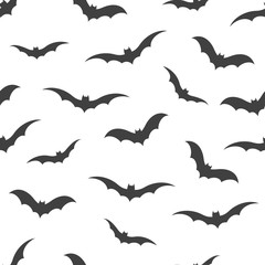 Seamless pattern with bats on white background, vector illustration