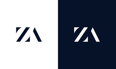 Minimalist abstract letter ZA logo. This logo icon incorporate with two abstract shape in the creative way. - 291736248