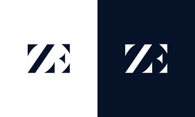 Minimalist abstract letter ZE logo. This logo icon incorporate with two abstract shape in the creative way.