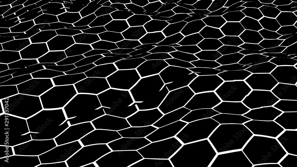 Poster optical illusion wave. abstract geometric pattern. design print hexagonal pattern. dynamic tech wall