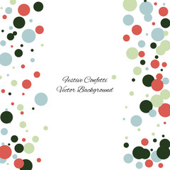 Festive color round confetti background. Square frame confetti texture for holiday, postcard, poster, website, carnivals, birthday and children's parties. Cover confetti mock-up. Wedding card layout