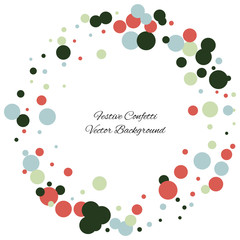 Festive color round confetti background. Square frame confetti texture for holiday, postcard, poster, website, carnivals, birthday and children's parties. Cover confetti mock-up. Wedding card layout