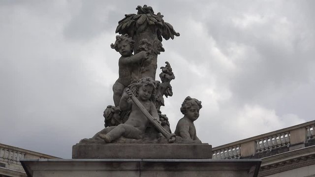 Beautiful statue in the center of the city. Berlin, Germany. 4K.