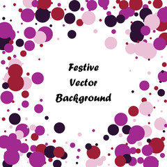 Festive color round confetti background. Square frame confetti texture for holiday, postcard, poster, website, carnivals, birthday and children's parties. Cover confetti mock-up. Wedding card layout